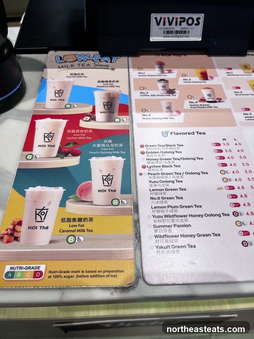 KOI Thé Milk Tea Menu