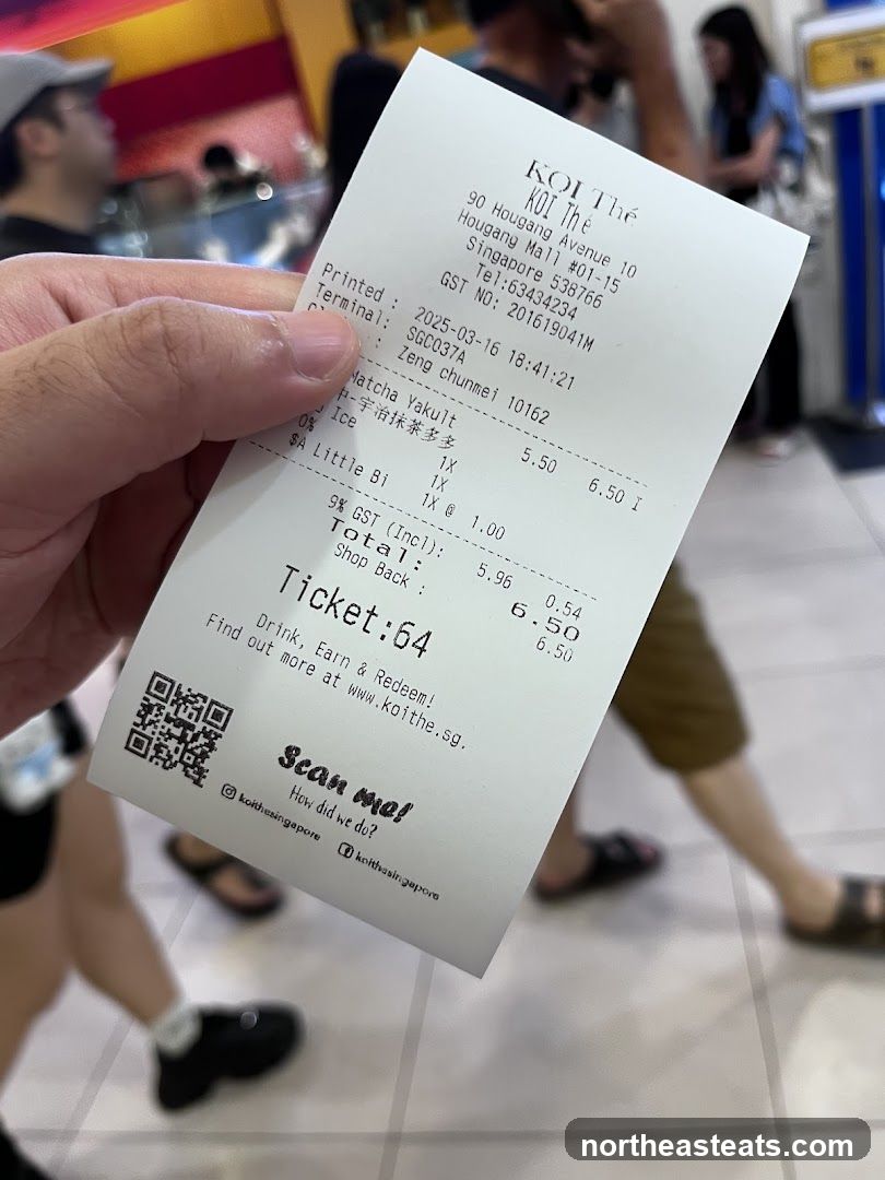 Receipt from KOI Thé