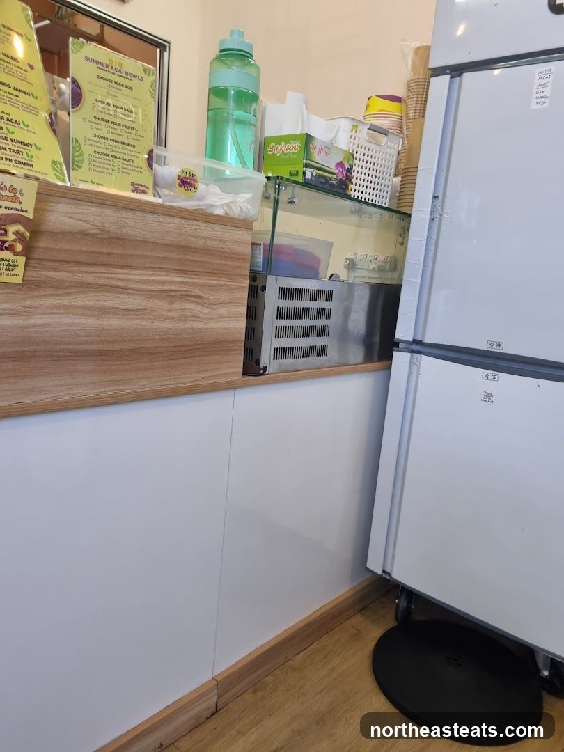 Counter with Menu and Refrigerator