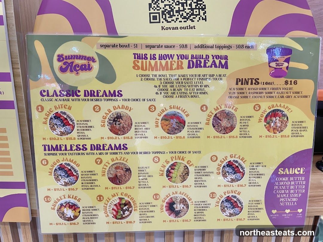Summer Açai Menu