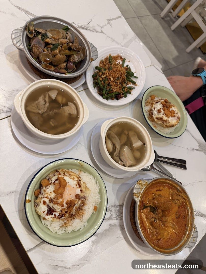 Various Dishes on a Marble Table