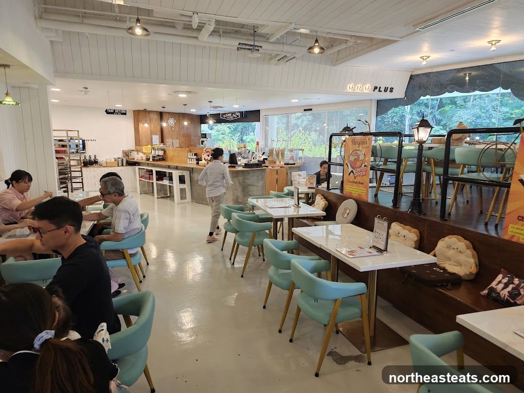 Interior of a cafe with patrons