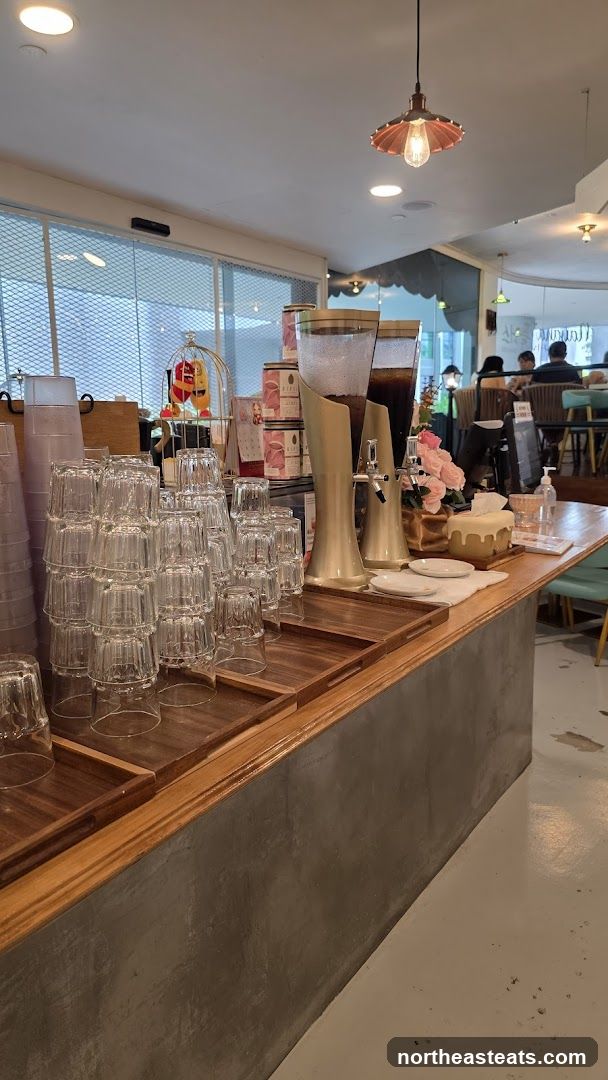 Beverage Station with Stacked Glasses