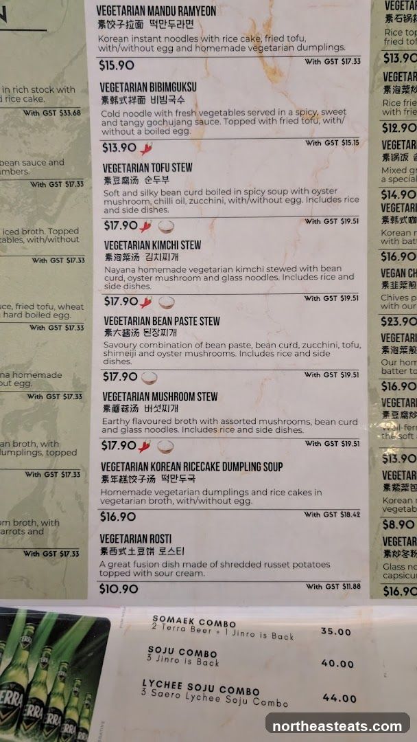 Vegetarian Menu