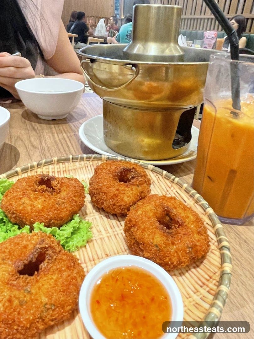 Fried Shrimp Cakes with Sweet Chili Sauce and Thai Iced Tea