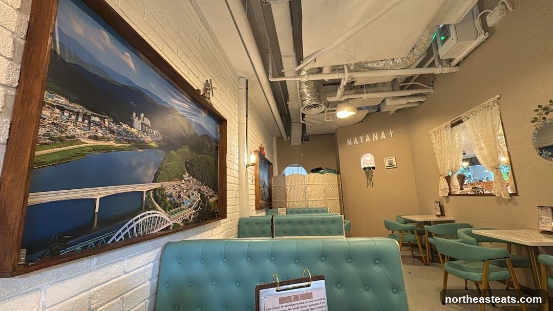 Cafe Interior with Artwork and Seating