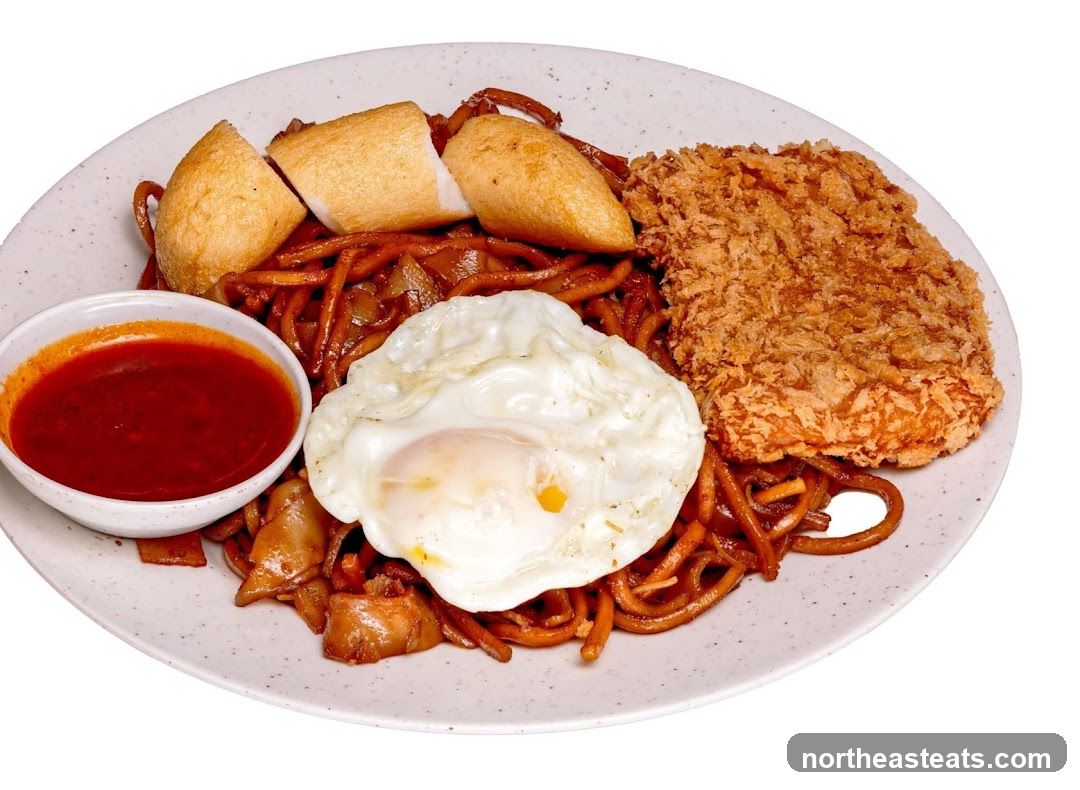 Noodles with Fried Egg and Cutlet