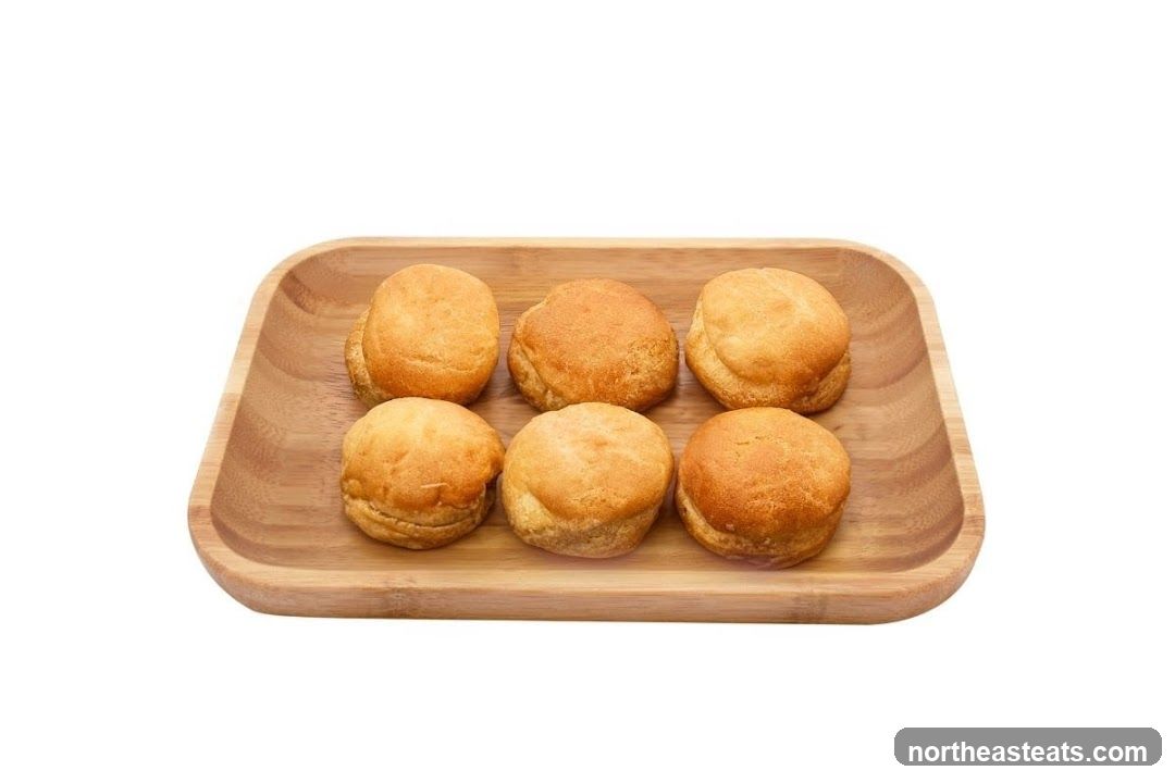 Six Scones on a Wooden Tray