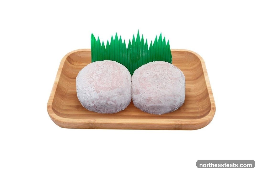 Two Mochi on a Bamboo Plate