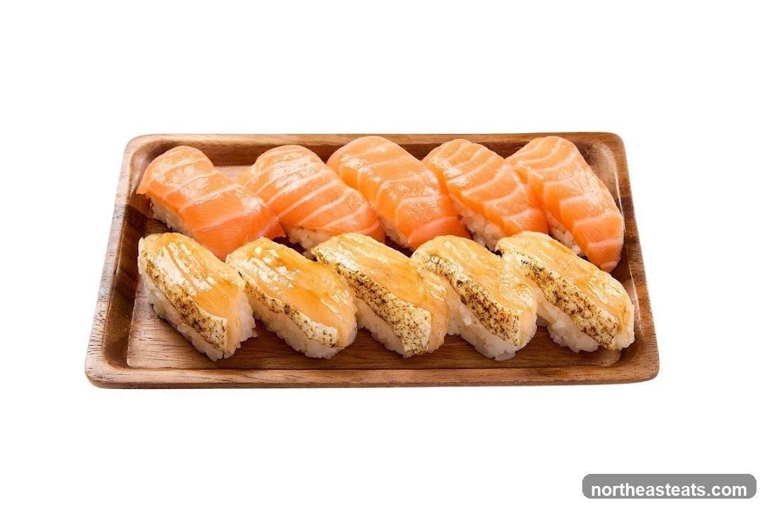 Salmon Nigiri and Seared Salmon Nigiri