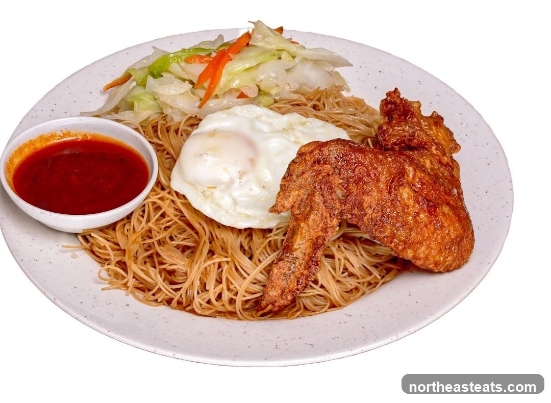 Fried Chicken Wing Noodle Dish