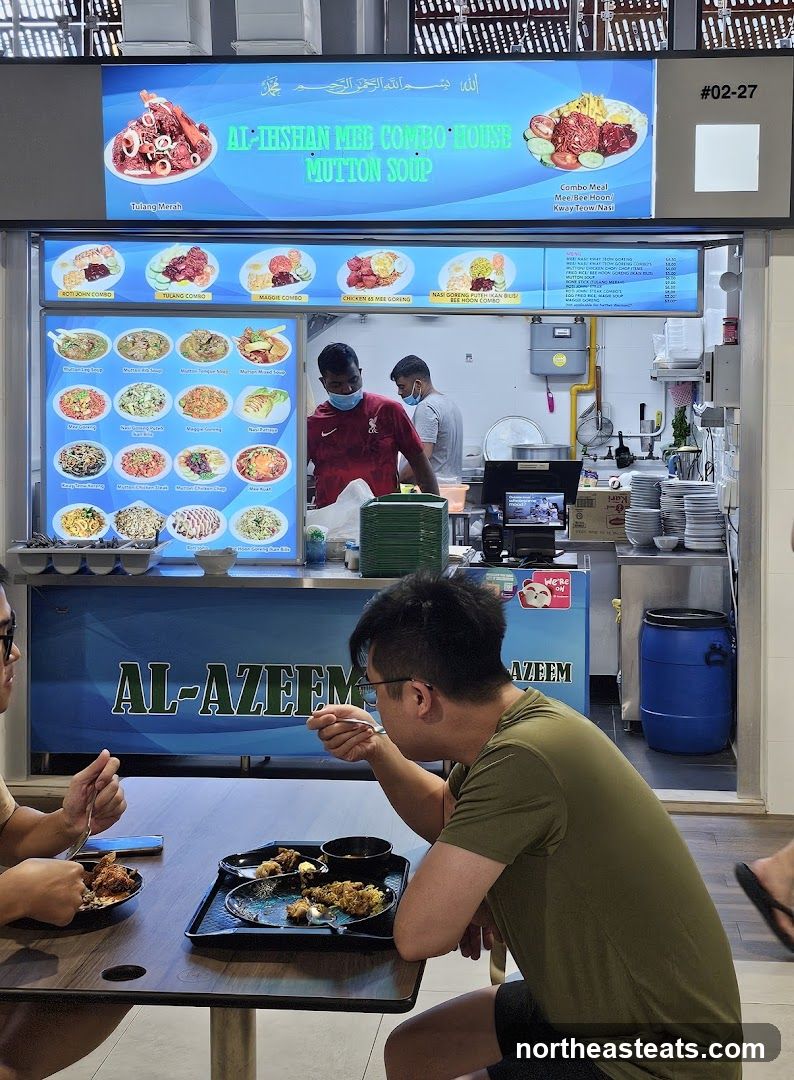 Food Stall with Menu and Diners