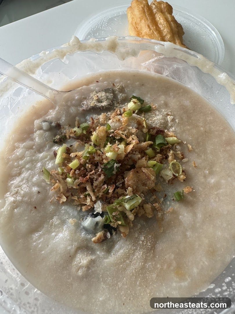 Congee with Toppings and Fried Dough Stick