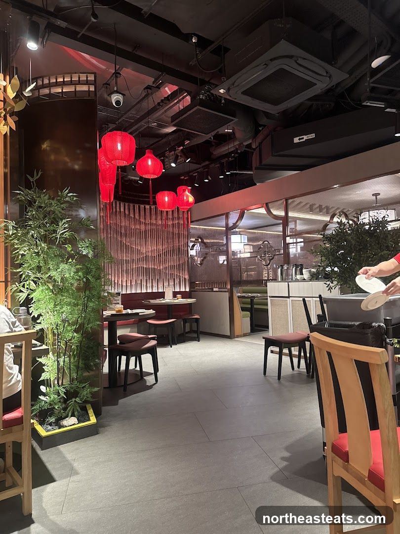 Restaurant Interior with Red Lanterns