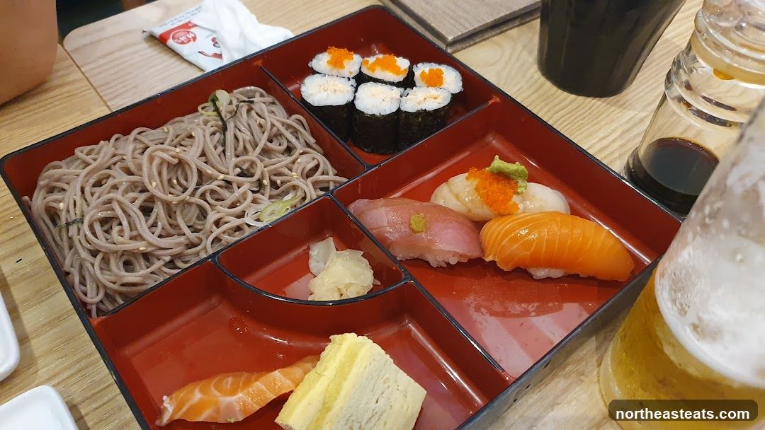 Bento Box with Sushi and Soba Noodles