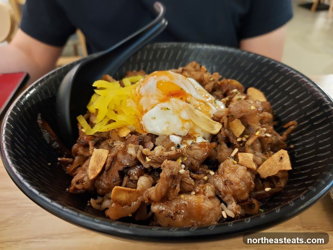 Beef Bowl with Egg and Pickled Ginger