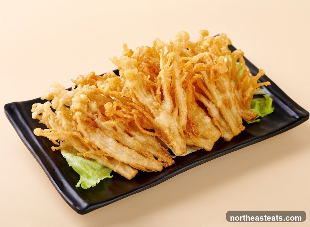 Fried Enoki Mushrooms