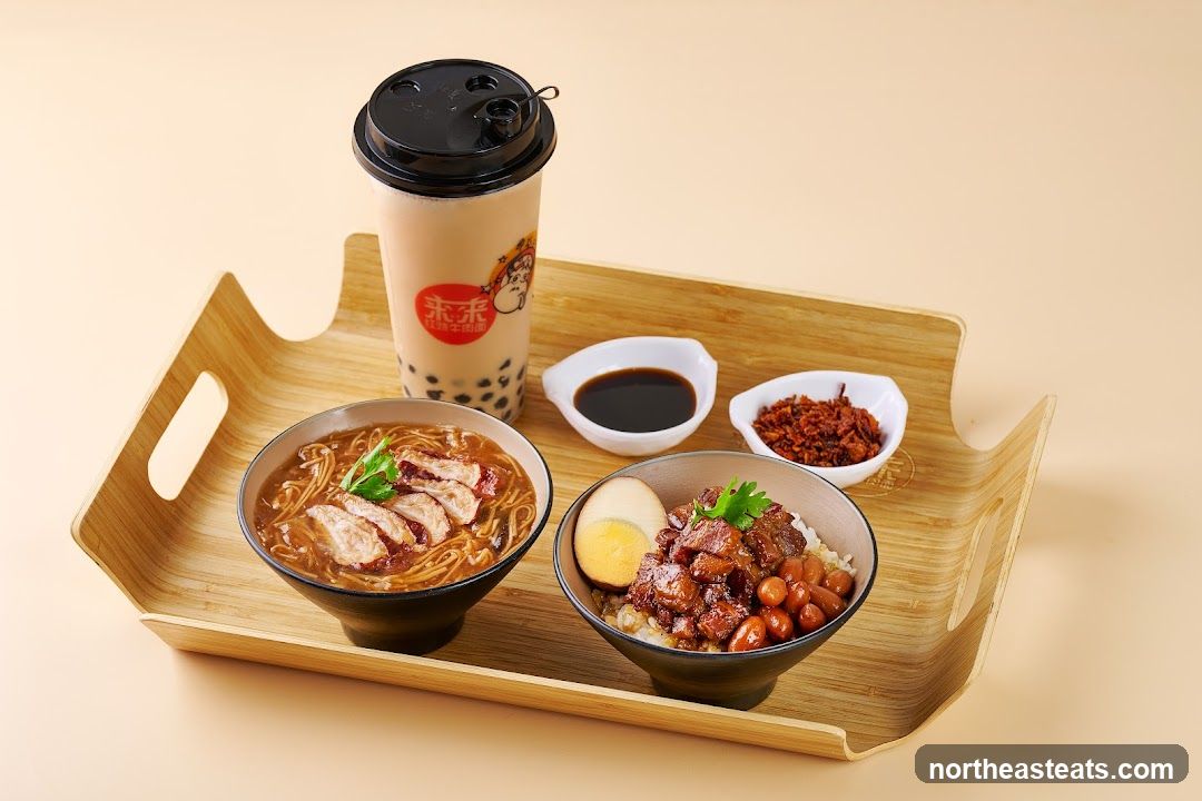 Meal Set with Braised Pork Rice and Noodle Soup