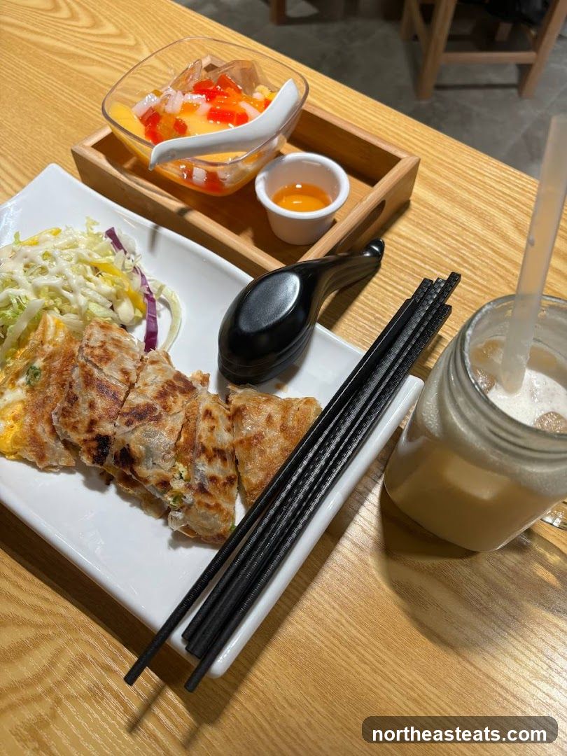 Savory Crepe with Side Salad and Dessert