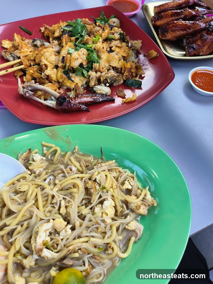 Oyster Omelette and Noodles