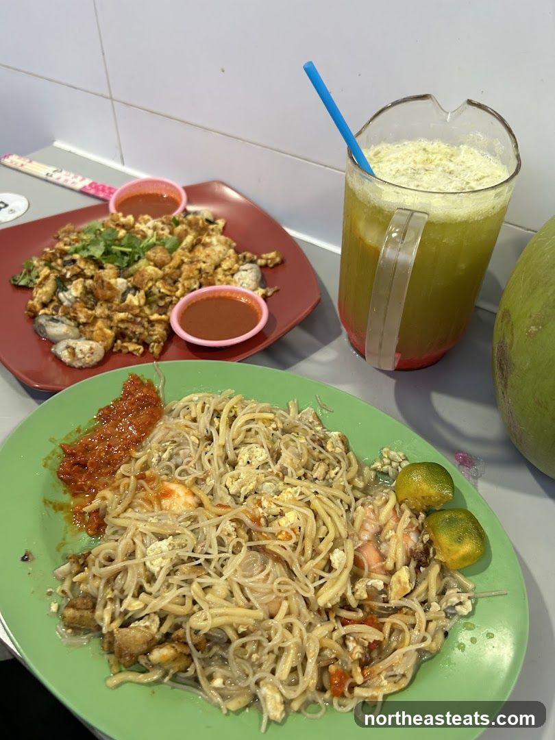 Noodles and Oyster Omelette