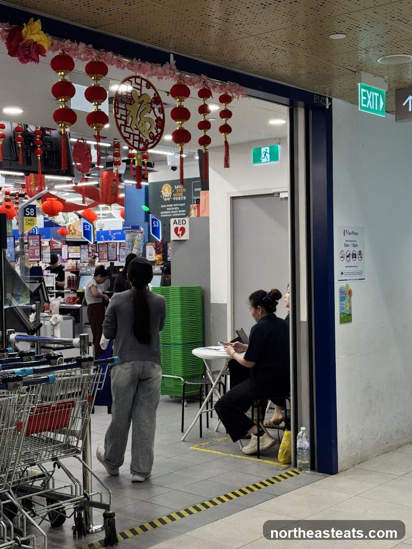 Supermarket Entrance with Festive Decorations