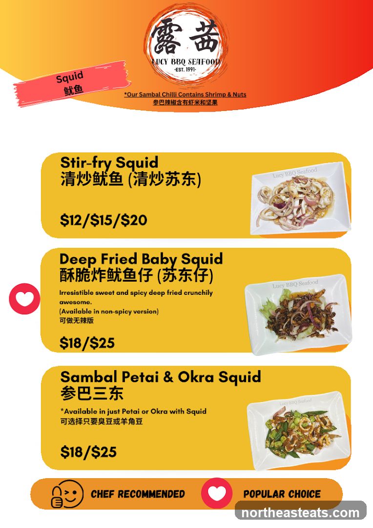 Lucy BBQ Seafood Menu