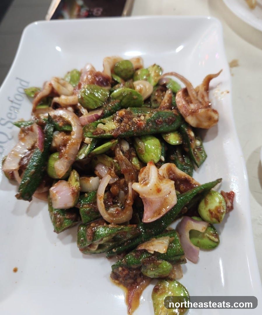 Stir-fried Squid with Petai and Okra