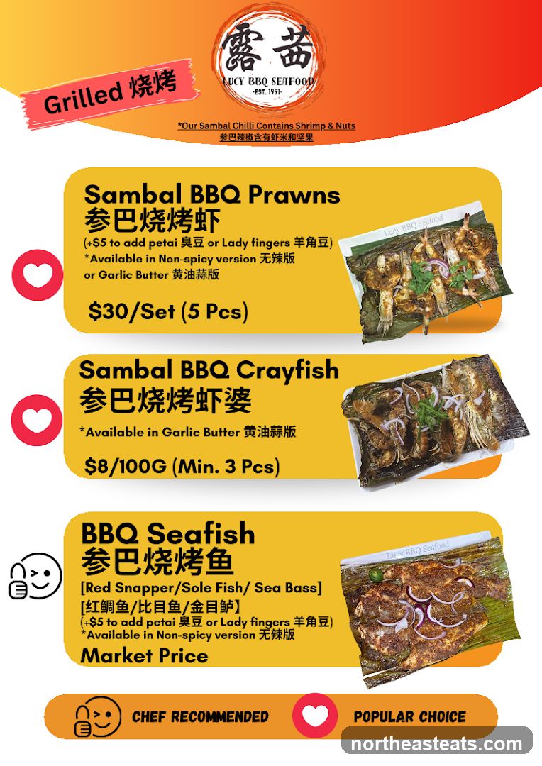 Lucy BBQ Seafood Menu