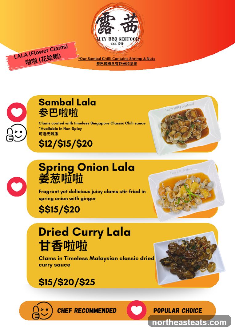 Lucy BBQ Seafood Menu
