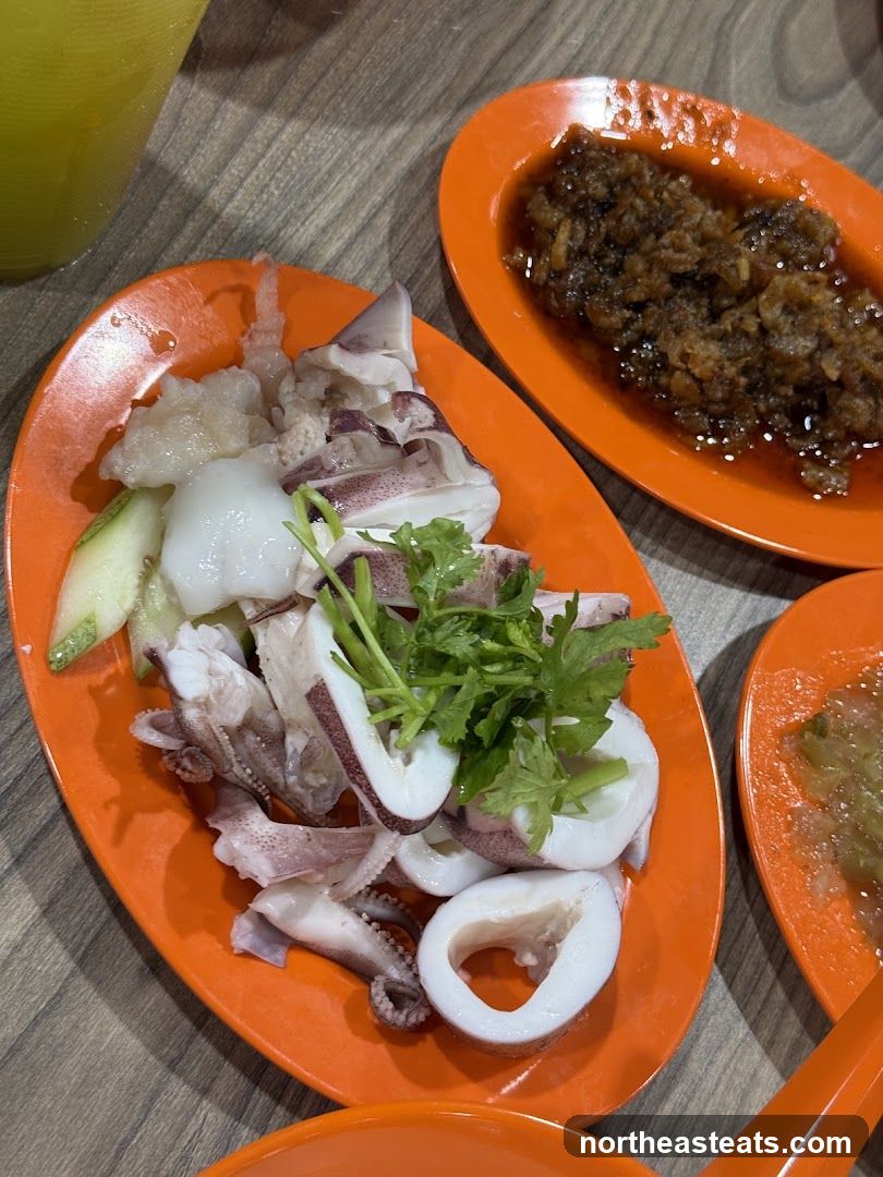 Steamed Squid with Dipping Sauce