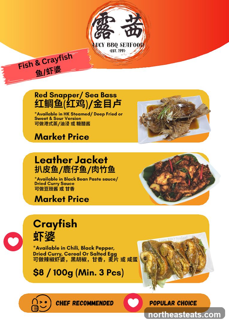 Lucy BBQ Seafood Menu