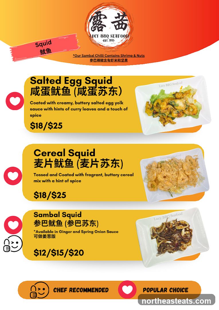 Lucy BBQ Seafood Menu