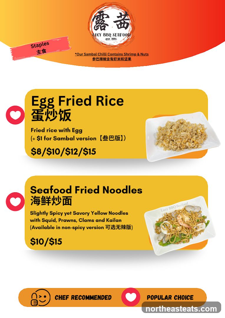 Lucy BBQ Seafood Menu