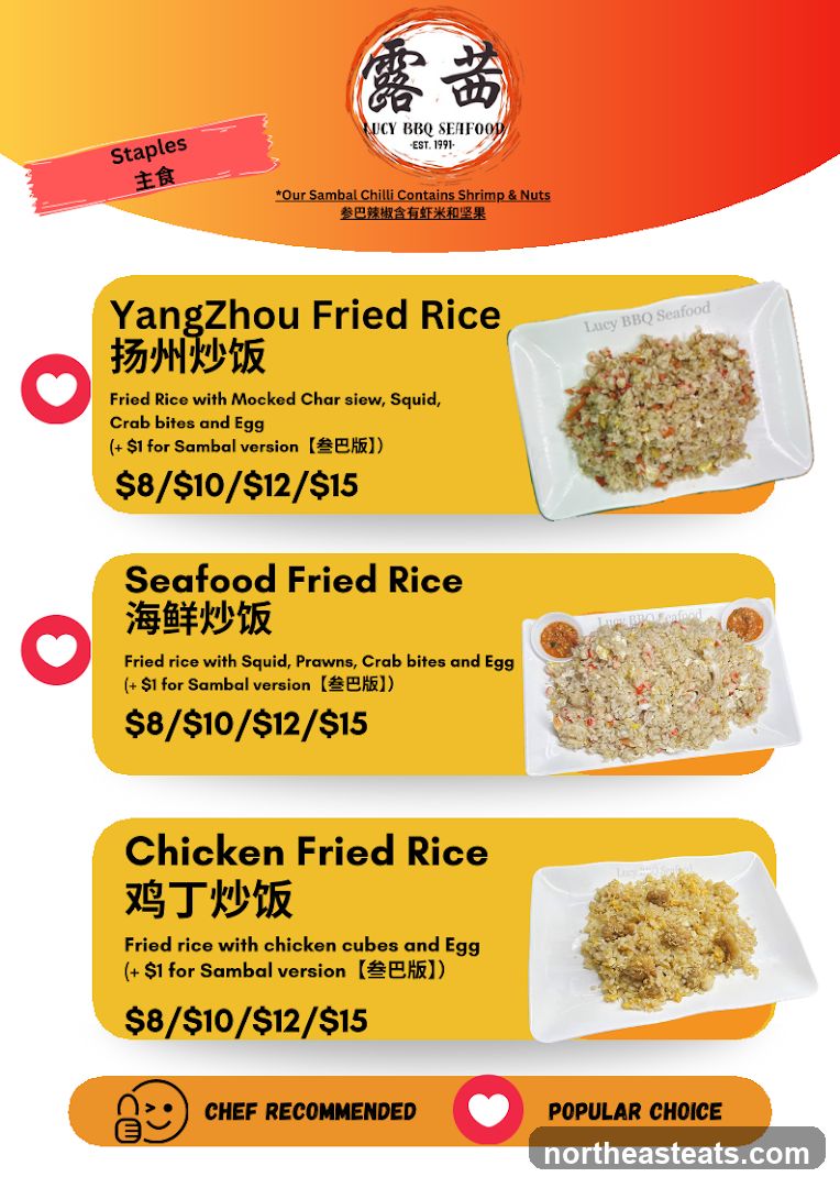 Lucy BBQ Seafood Menu