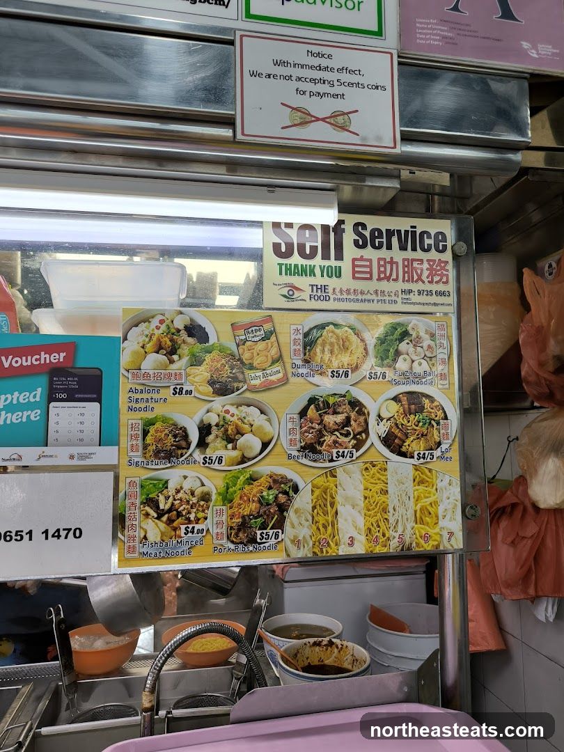 Self Service Noodle Menu