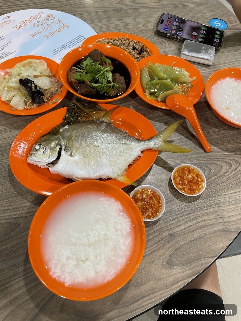 Meal with Steamed Fish and Side Dishes