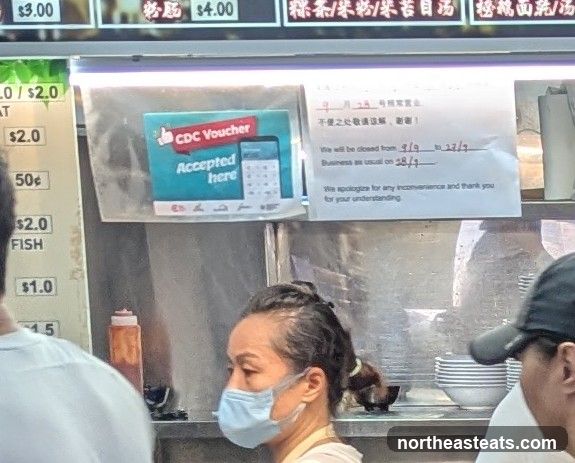 Food stall signage and closure notice