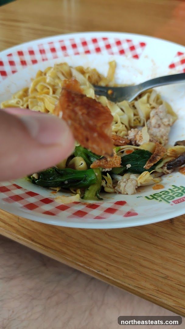 Close-up of a plate of noodles and vegetables