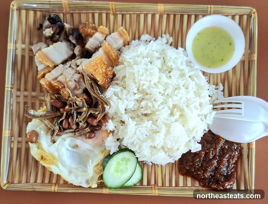 Roasted Pork Belly Nasi Lemak (Hougang Hainanese Village Centre)