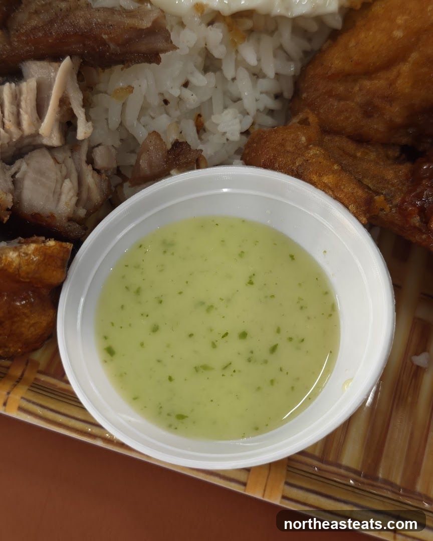 Dipping Sauce with Rice and Fried Meats