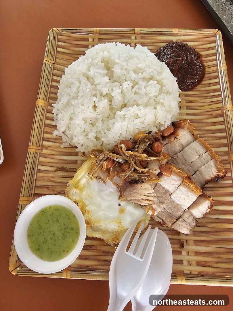 Nasi Lemak with Crispy Pork Belly