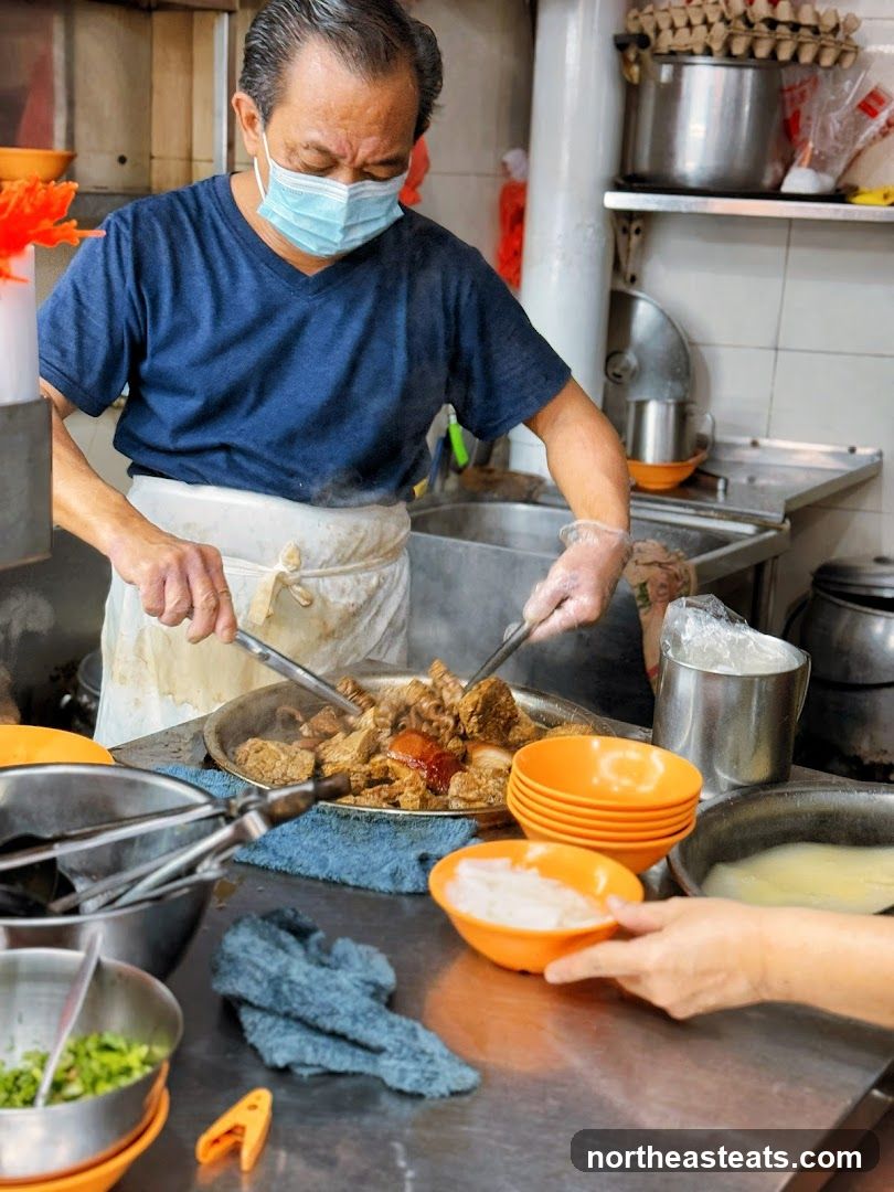 Cook preparing food