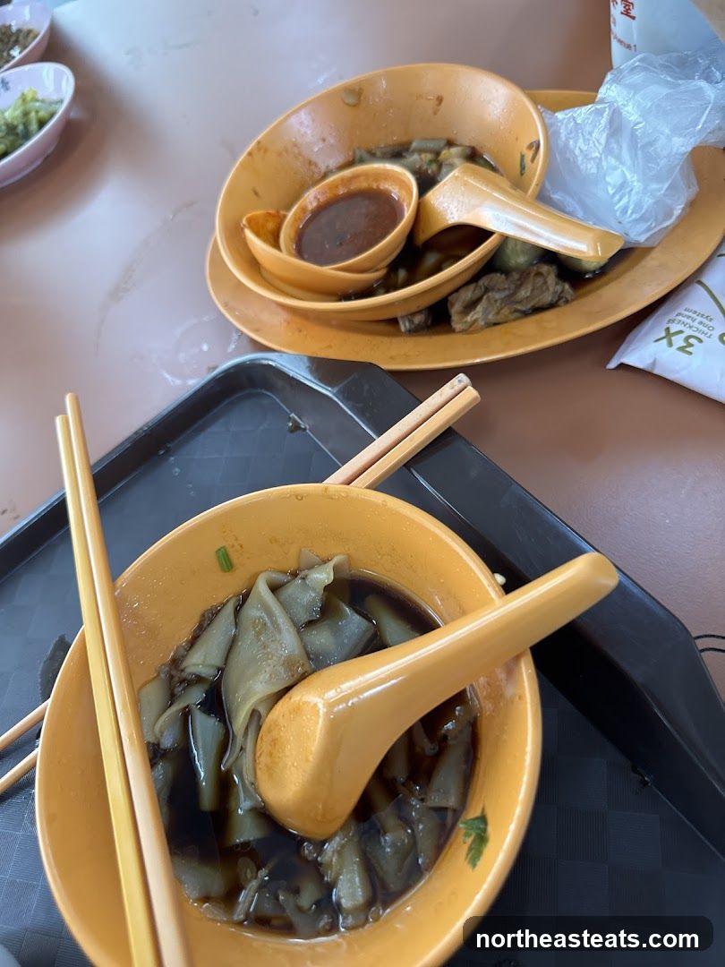 Dishes of noodles and sauce