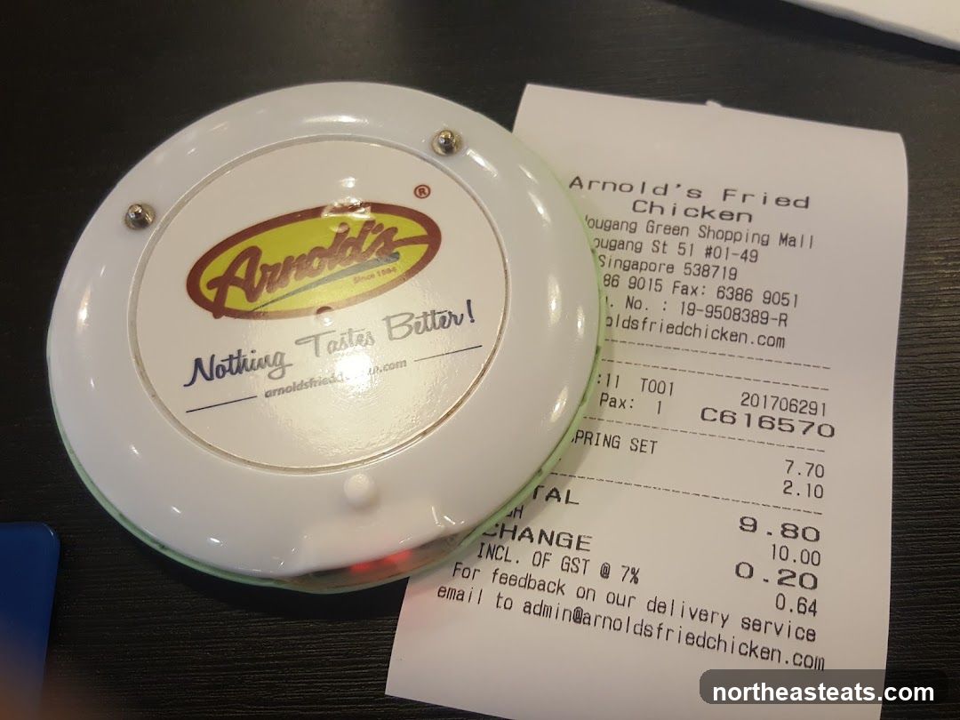 Arnold's Fried Chicken Receipt and Pager