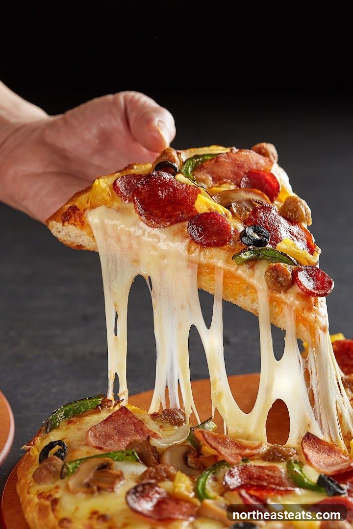 Pizza Slice with Stretched Cheese