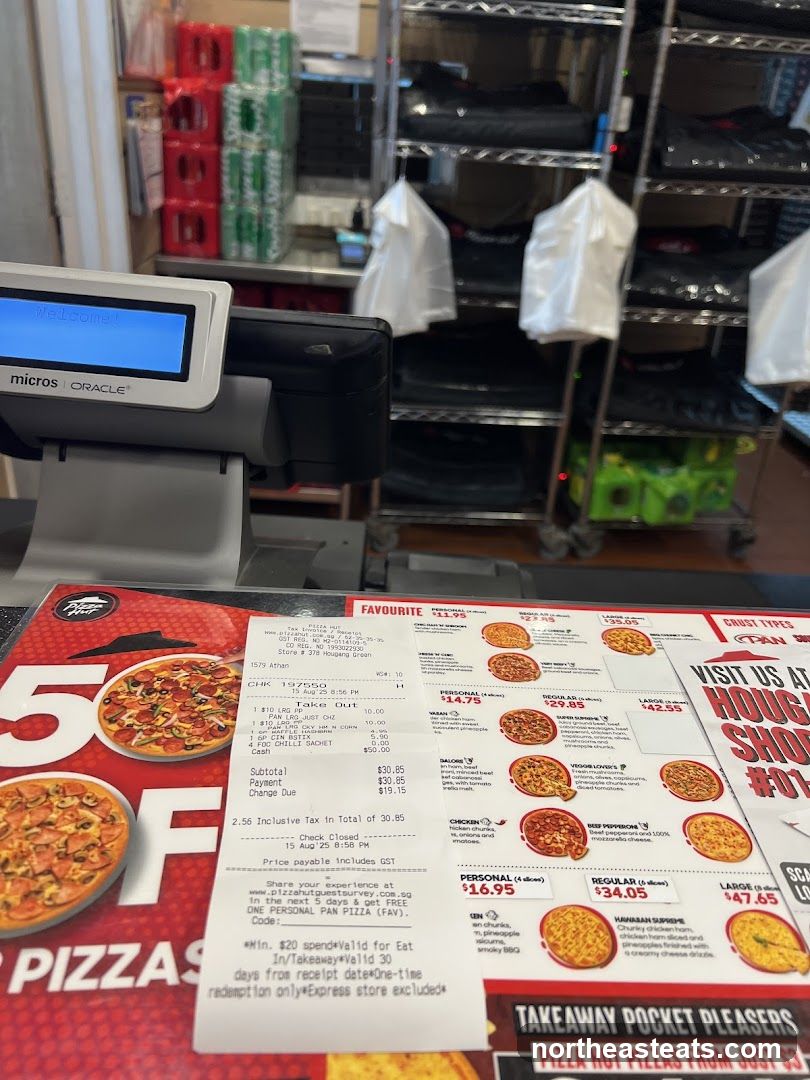 Pizza Hut Receipt and Menu