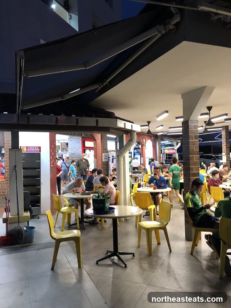 Outdoor dining area with patrons