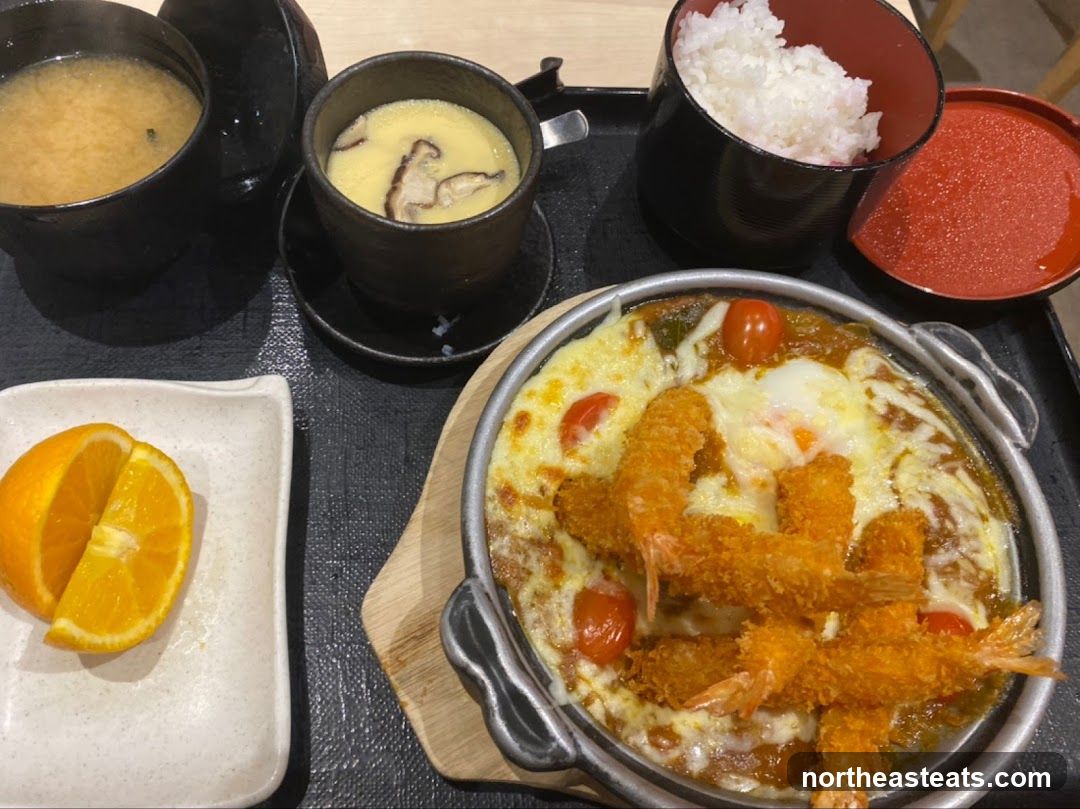 Japanese Curry with Fried Shrimp and Rice