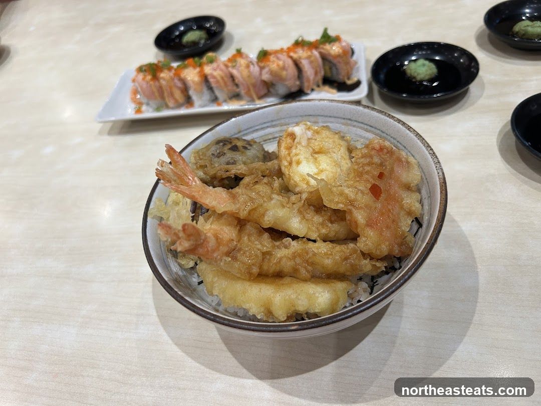 Tempura Donburi and Sushi Rolls